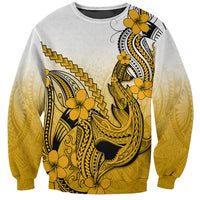 Hawaii Sweatshirt Polynesian Shark Tattoo With Plumeria Gold Gradient LT14 Unisex Gold - Polynesian Pride
