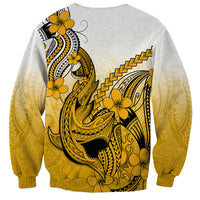 Hawaii Sweatshirt Polynesian Shark Tattoo With Plumeria Gold Gradient LT14 - Polynesian Pride
