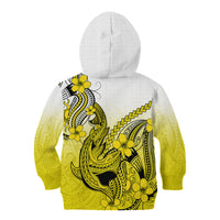 Hawaii Kid Hoodie Polynesian Shark Tattoo With Plumeria Yellow Gradient LT14 - Polynesian Pride