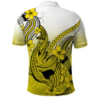 Hawaii Polo Shirt Polynesian Shark Tattoo With Plumeria Yellow Gradient LT14 - Polynesian Pride