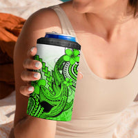 Hawaii 4 in 1 Can Cooler Tumbler Polynesian Shark Tattoo With Plumeria Green Gradient