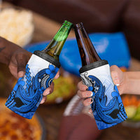 Hawaii 4 in 1 Can Cooler Tumbler Polynesian Shark Tattoo With Plumeria Blue Gradient