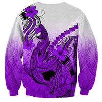 Hawaii Sweatshirt Polynesian Shark Tattoo With Plumeria Purple Gradient LT14 - Polynesian Pride