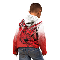 Hawaii Kid Hoodie Polynesian Shark Tattoo With Plumeria Red Gradient LT14 - Polynesian Pride