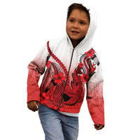 Hawaii Kid Hoodie Polynesian Shark Tattoo With Plumeria Red Gradient LT14 - Polynesian Pride