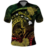 Personalised Hawaii Nene Goose Polo Shirt Hawaiian Map Hibiscus Polynesian Art - Reggae Gradient LT14 Reggae - Polynesian Pride