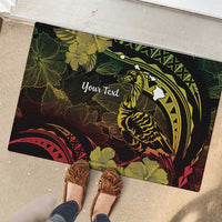 Personalised Hawaii Nene Goose Rubber Doormat Hawaiian Map Hibiscus Polynesian Art - Reggae Gradient
