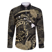 Personalised Hawaii Nene Goose Family Matching Mermaid Dress and Hawaiian Shirt Hawaiian Map Hibiscus Polynesian Art - Beige