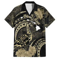 Personalised Hawaii Nene Goose Family Matching Off Shoulder Maxi Dress and Hawaiian Shirt Hawaiian Map Hibiscus Polynesian Art - Beige