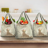 Personalised Hawaii Monk Seal Grocery Bag Polynesian Tattoo With Tropical Flowers - Beige Pastel LT14 3-pack One Size Beige - Polynesian Pride