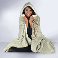 Personalised Hawaii Monk Seal Hooded Blanket Polynesian Tattoo With Tropical Flowers - Beige Pastel LT14 - Polynesian Pride
