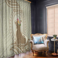 Personalised Hawaii Monk Seal Window Curtain Polynesian Tattoo With Tropical Flowers - Beige Pastel LT14 - Polynesian Pride