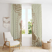 Personalised Hawaii Monk Seal Window Curtain Polynesian Tattoo With Tropical Flowers - Beige Pastel LT14 - Polynesian Pride
