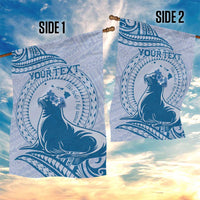 Personalised Hawaii Monk Seal Garden Flag Polynesian Tattoo With Tropical Flowers - Blue Pastel LT14 - Polynesian Pride