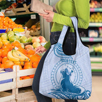 Personalised Hawaii Monk Seal Grocery Bag Polynesian Tattoo With Tropical Flowers - Blue Pastel LT14 - Polynesian Pride