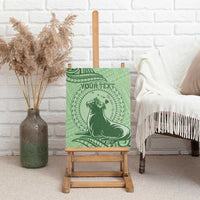 Personalised Hawaii Monk Seal Canvas Wall Art Polynesian Tattoo With Tropical Flowers - Green Pastel LT14 - Polynesian Pride
