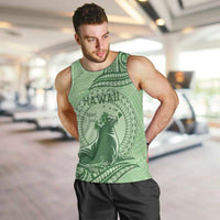 Personalised Hawaii Monk Seal Men Tank Top Polynesian Tattoo With Tropical Flowers - Green Pastel LT14 Green - Polynesian Pride