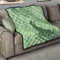 Personalised Hawaii Monk Seal Quilt Polynesian Tattoo With Tropical Flowers - Green Pastel