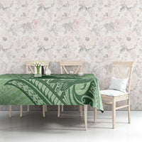 Personalised Hawaii Monk Seal Tablecloth Polynesian Tattoo With Tropical Flowers - Green Pastel LT14 - Polynesian Pride
