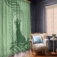 Personalised Hawaii Monk Seal Window Curtain Polynesian Tattoo With Tropical Flowers - Green Pastel LT14 - Polynesian Pride