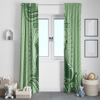 Personalised Hawaii Monk Seal Window Curtain Polynesian Tattoo With Tropical Flowers - Green Pastel LT14 - Polynesian Pride