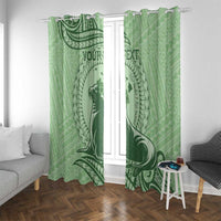 Personalised Hawaii Monk Seal Window Curtain Polynesian Tattoo With Tropical Flowers - Green Pastel LT14 With Grommets Green - Polynesian Pride