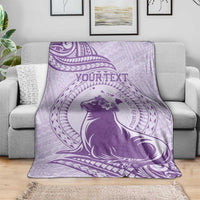 Personalised Hawaii Monk Seal Blanket Polynesian Tattoo With Tropical Flowers - Purple Pastel LT14 - Polynesian Pride