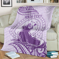 Personalised Hawaii Monk Seal Blanket Polynesian Tattoo With Tropical Flowers - Purple Pastel LT14 - Polynesian Pride