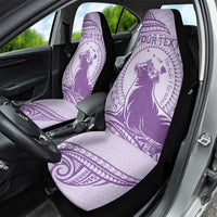 Personalised Hawaii Monk Seal Car Seat Cover Polynesian Tattoo With Tropical Flowers - Purple Pastel