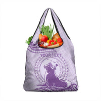 Personalised Hawaii Monk Seal Grocery Bag Polynesian Tattoo With Tropical Flowers - Purple Pastel LT14 1-pack One Size Purple - Polynesian Pride