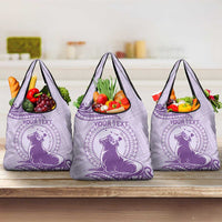 Personalised Hawaii Monk Seal Grocery Bag Polynesian Tattoo With Tropical Flowers - Purple Pastel LT14 3-pack One Size Purple - Polynesian Pride