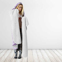 Personalised Hawaii Monk Seal Hooded Blanket Polynesian Tattoo With Tropical Flowers - Purple Pastel LT14 - Polynesian Pride