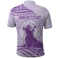 Personalised Hawaii Monk Seal Polo Shirt Polynesian Tattoo With Tropical Flowers - Purple Pastel LT14 - Polynesian Pride