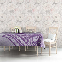 Personalised Hawaii Monk Seal Tablecloth Polynesian Tattoo With Tropical Flowers - Purple Pastel LT14 - Polynesian Pride