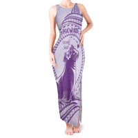 Personalised Hawaii Monk Seal Tank Maxi Dress Polynesian Tattoo With Tropical Flowers - Purple Pastel LT14 Women Purple - Polynesian Pride