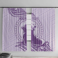 Personalised Hawaii Monk Seal Window Curtain Polynesian Tattoo With Tropical Flowers - Purple Pastel LT14 With Hooks Purple - Polynesian Pride