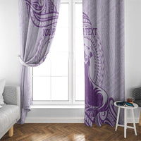 Personalised Hawaii Monk Seal Window Curtain Polynesian Tattoo With Tropical Flowers - Purple Pastel LT14 - Polynesian Pride