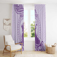 Personalised Hawaii Monk Seal Window Curtain Polynesian Tattoo With Tropical Flowers - Purple Pastel LT14 - Polynesian Pride