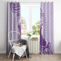 Personalised Hawaii Monk Seal Window Curtain Polynesian Tattoo With Tropical Flowers - Purple Pastel LT14 - Polynesian Pride