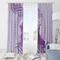 Personalised Hawaii Monk Seal Window Curtain Polynesian Tattoo With Tropical Flowers - Purple Pastel LT14 - Polynesian Pride