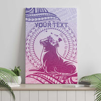 Personalised Hawaii Monk Seal Canvas Wall Art Polynesian Tattoo With Tropical Flowers - Purple Gradient LT14 - Polynesian Pride