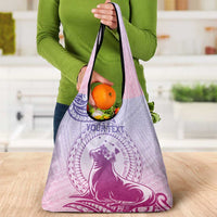 Personalised Hawaii Monk Seal Grocery Bag Polynesian Tattoo With Tropical Flowers - Purple Gradient LT14 - Polynesian Pride