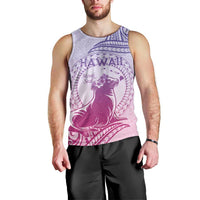 Personalised Hawaii Monk Seal Men Tank Top Polynesian Tattoo With Tropical Flowers - Purple Gradient LT14 - Polynesian Pride