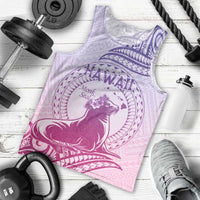 Personalised Hawaii Monk Seal Men Tank Top Polynesian Tattoo With Tropical Flowers - Purple Gradient LT14 - Polynesian Pride