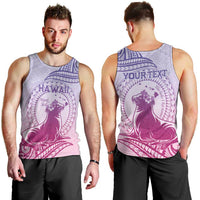 Personalised Hawaii Monk Seal Men Tank Top Polynesian Tattoo With Tropical Flowers - Purple Gradient LT14 - Polynesian Pride