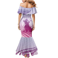 Personalised Hawaii Monk Seal Mermaid Dress Polynesian Tattoo With Tropical Flowers - Purple Gradient