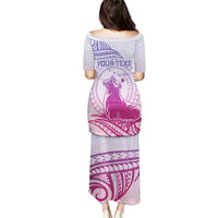 Personalised Hawaii Monk Seal Puletasi Polynesian Tattoo With Tropical Flowers - Purple Gradient LT14 - Polynesian Pride