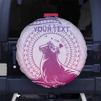 Personalised Hawaii Monk Seal Spare Tire Cover Polynesian Tattoo With Tropical Flowers - Purple Gradient LT14 - Polynesian Pride
