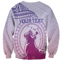 Personalised Hawaii Monk Seal Sweatshirt Polynesian Tattoo With Tropical Flowers - Purple Gradient LT14 - Polynesian Pride