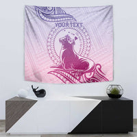 Personalised Hawaii Monk Seal Tapestry Polynesian Tattoo With Tropical Flowers - Purple Gradient